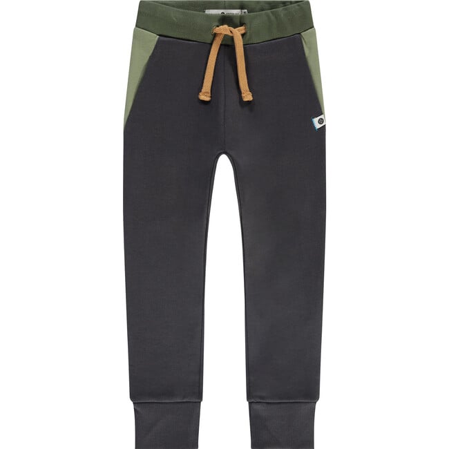 Color-Block Drawstring SweatPant, Green & charcoal