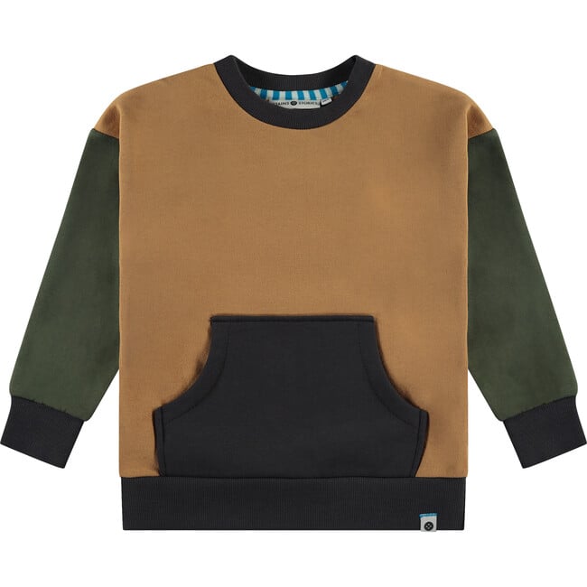 Color-Block Crew Neck Pullover Sweatshirt, Multicolors