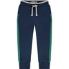 Contrast Side Panel Drawstring SweatPant, Navy & Turquoise - Sweatpants - 1 - thumbnail