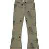 All-Over Cowgirl Boots Print Flared Pant, Olive - Pants - 1 - thumbnail