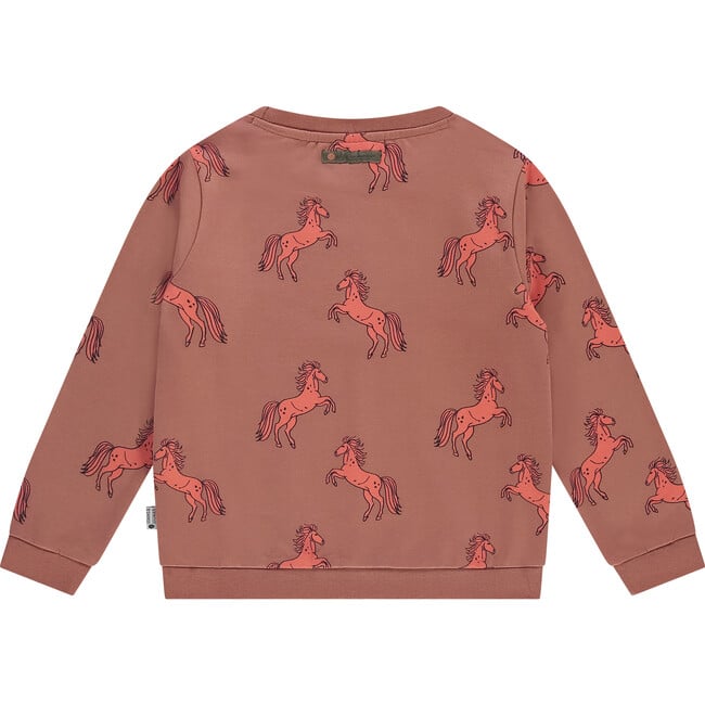 All Over Horse Print Crew Neck Pullover Sweatshirt, Canyon - Sweatshirts - 2