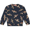 Abtract Birds Crew Neck Pullover Sweatshirt, Navy & Multicolors - Sweatshirts - 1 - thumbnail