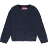 Abstract Knit Crew Neck Cardigan, Navy - Cardigans - 1 - thumbnail