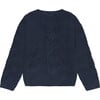 Abstract Knit Crew Neck Cardigan, Navy - Cardigans - 2