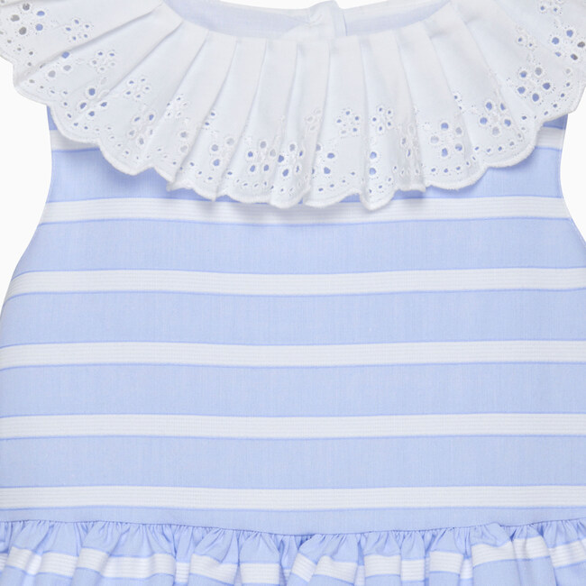 Stripe Broderie Collar Dress, Blue Stripe - Dresses - 3