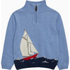 Sailing Half Zip Sweater, Pale Blue Marl - Sweaters - 1 - thumbnail