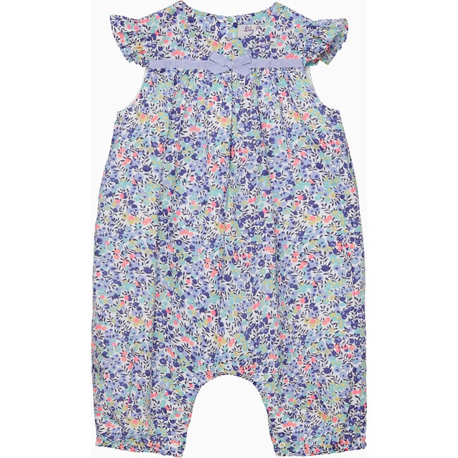 Little Liberty Print Neon Wiltshire Romper, Navy