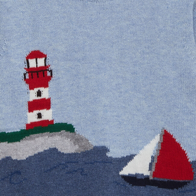 Little Lighthouse Sweater, Blue Marl - Sweaters - 3