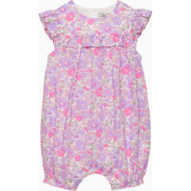 Little Liberty Print Betsy Romper, Lilac Betsy - Rompers - 1