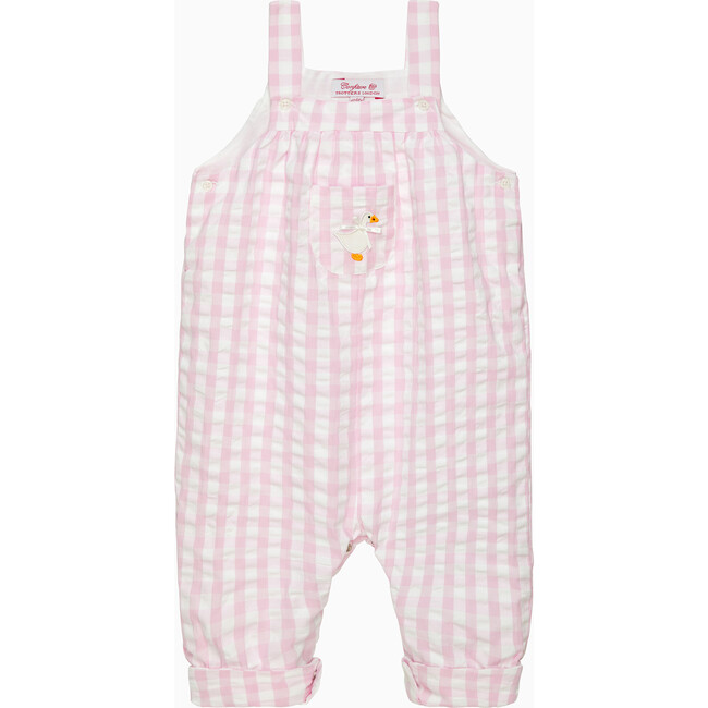 Little Duck Gingham Dungarees, Pink Gingham