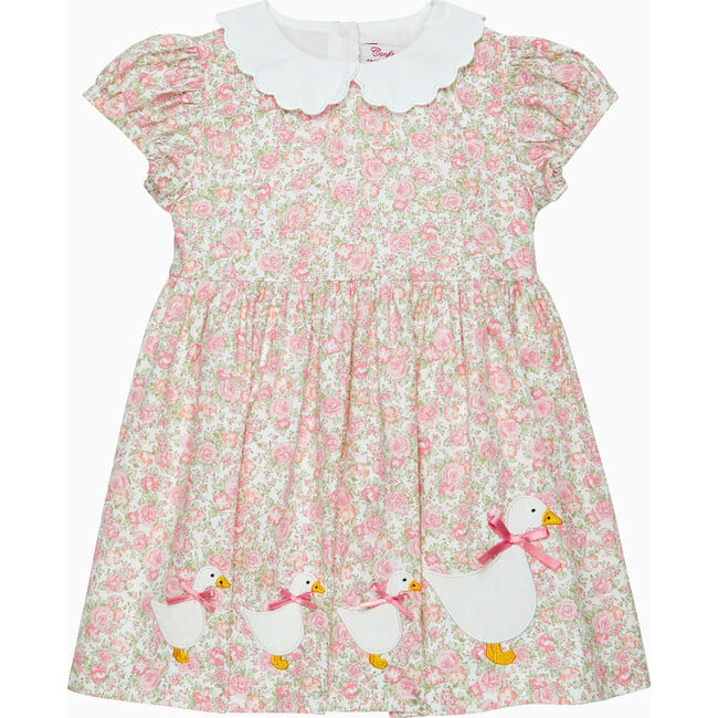 Little Floral Rose Duck Dress, Pink - Dresses - 1