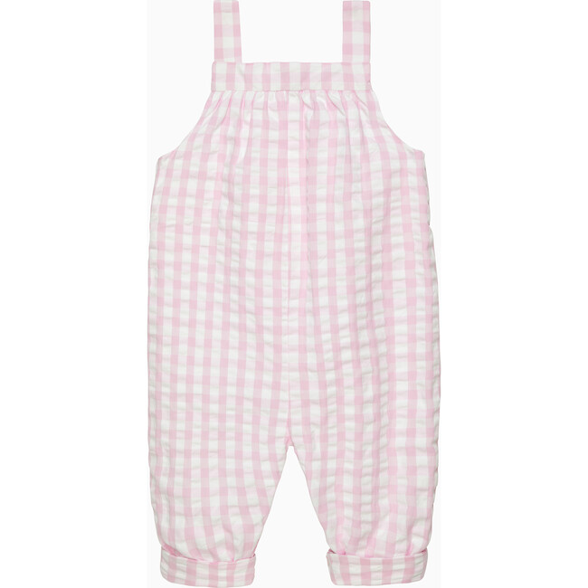 Little Duck Gingham Dungarees, Pink Gingham - Rompers - 2