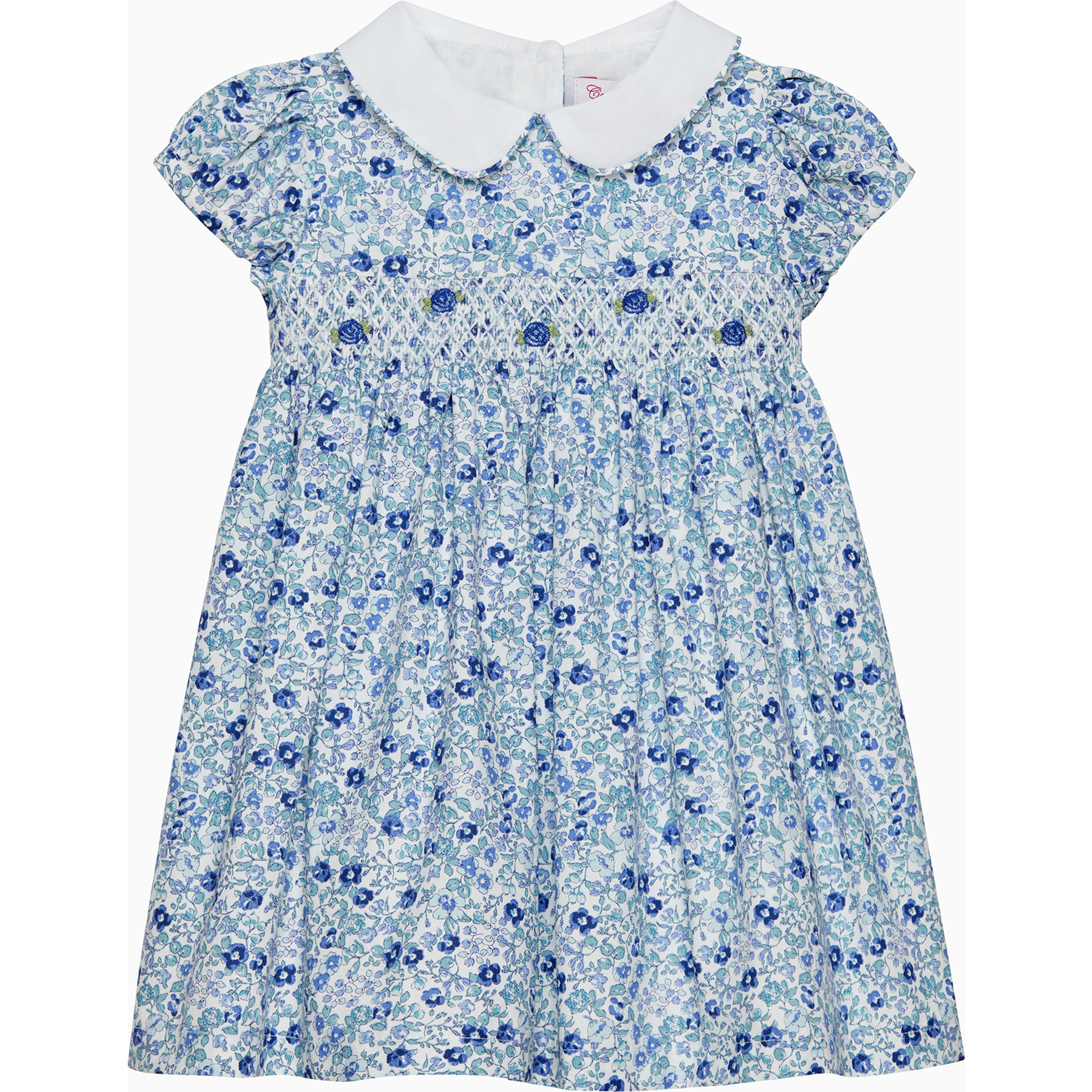 Little Catherine Smocked Dress, Blue Floral - Dresses - 1