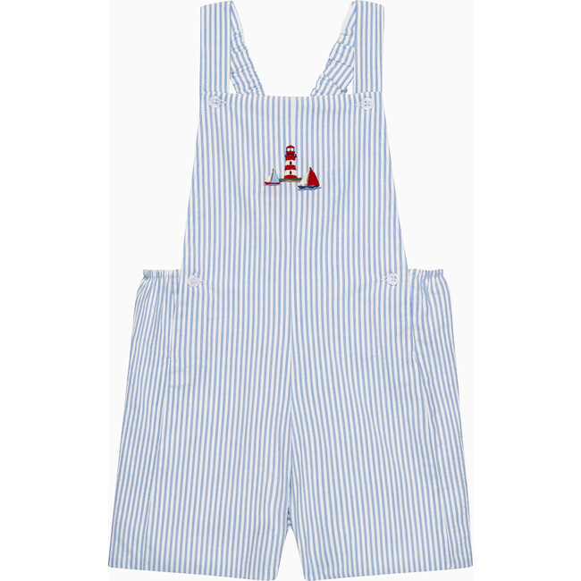 Little Atticus Lighthouse Bib Short, Blue Stripe