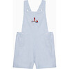 Little Atticus Lighthouse Bib Short, Blue Stripe - Rompers - 1 - thumbnail