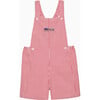 Little Alexander Train Bib Shorts, Red Gingham - Rompers - 1 - thumbnail