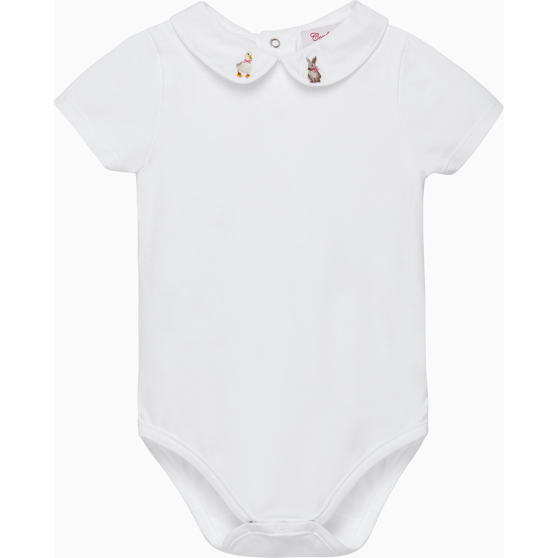 Little  Duck And Bunny Embroidered Body, White - One Pieces - 1