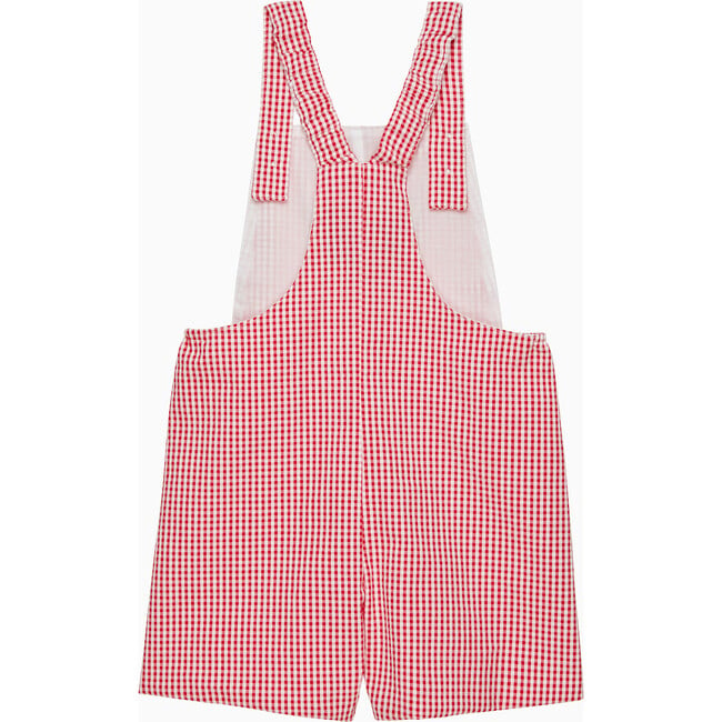 Little Alexander Train Bib Shorts, Red Gingham - Rompers - 2