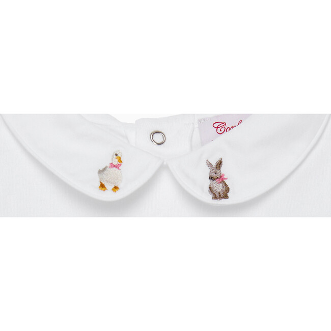 Little  Duck And Bunny Embroidered Body, White - One Pieces - 3