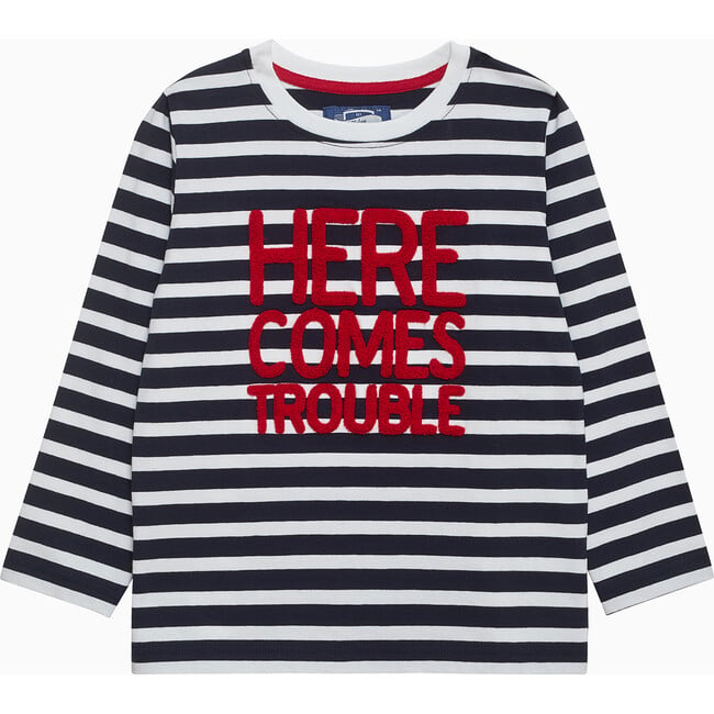 Here Comes Trouble T-Shirt, Navy Stripe