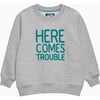 Here Comes Trouble Sweatshirt, Grey And Green - Shirts - 1 - thumbnail