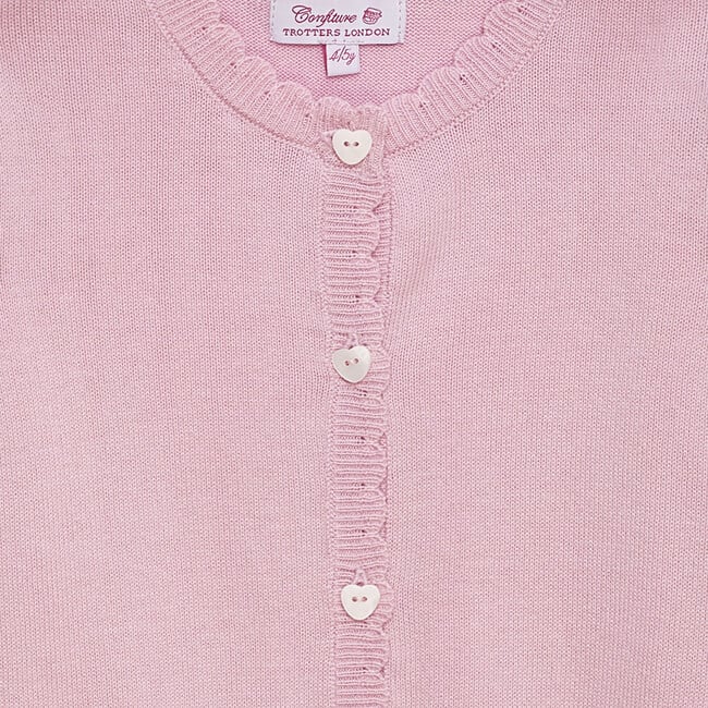 Heart Button Cardigan, Pale Pink - Cardigans - 3