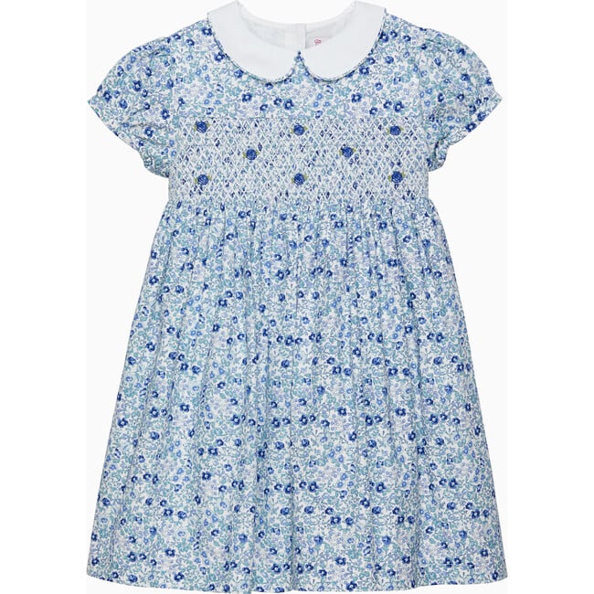 Catherine Smocked Dress, Blue Floral