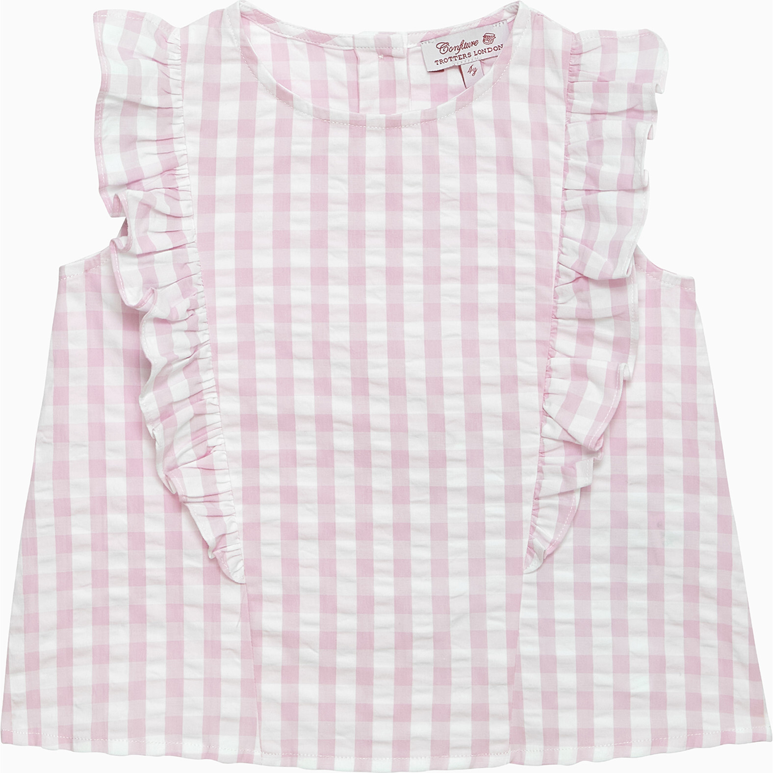 Gingham Ruffle Top, Pink Gingham - Blouses - 1