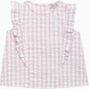 Gingham Ruffle Top, Pink Gingham - Blouses - 1 - thumbnail