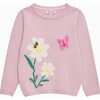 Daisy And Bee Sweater, Pale Pink - Sweaters - 1 - thumbnail