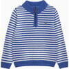 Calum Stripe Half Zip Sweater, Sky Blue Stripe - Sweaters - 1 - thumbnail