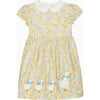 Floral Bloom Duck Dress, Lemon & Blue Floral - Dresses - 1 - thumbnail