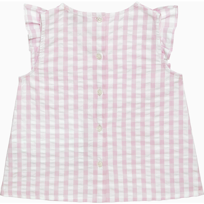 Gingham Ruffle Top, Pink Gingham - Blouses - 2
