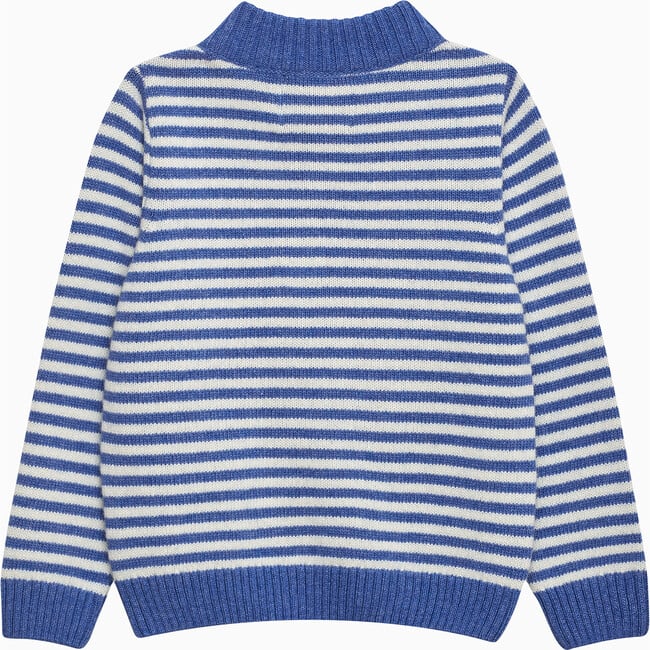 Calum Stripe Half Zip Sweater, Sky Blue Stripe - Sweaters - 2