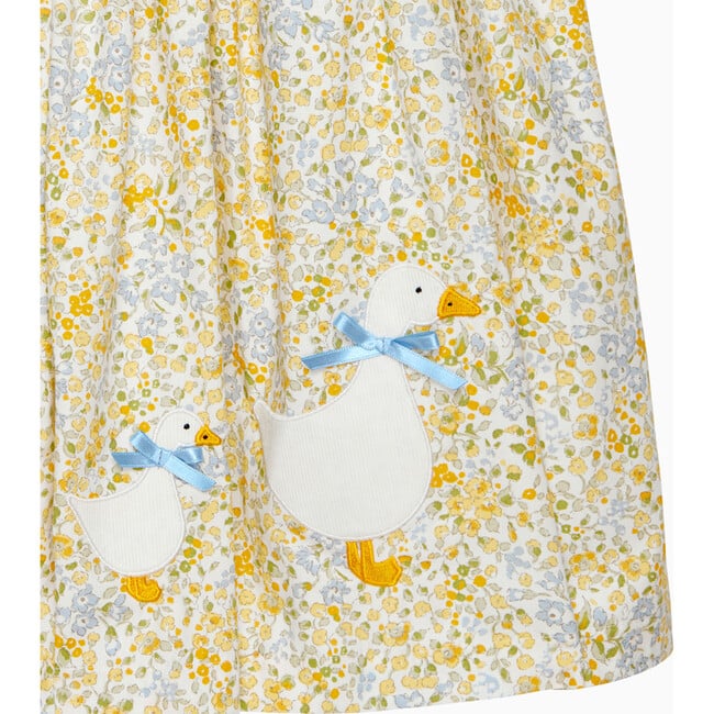 Floral Bloom Duck Dress, Lemon & Blue Floral - Dresses - 3