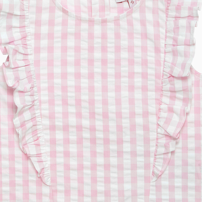Gingham Ruffle Top, Pink Gingham - Blouses - 3