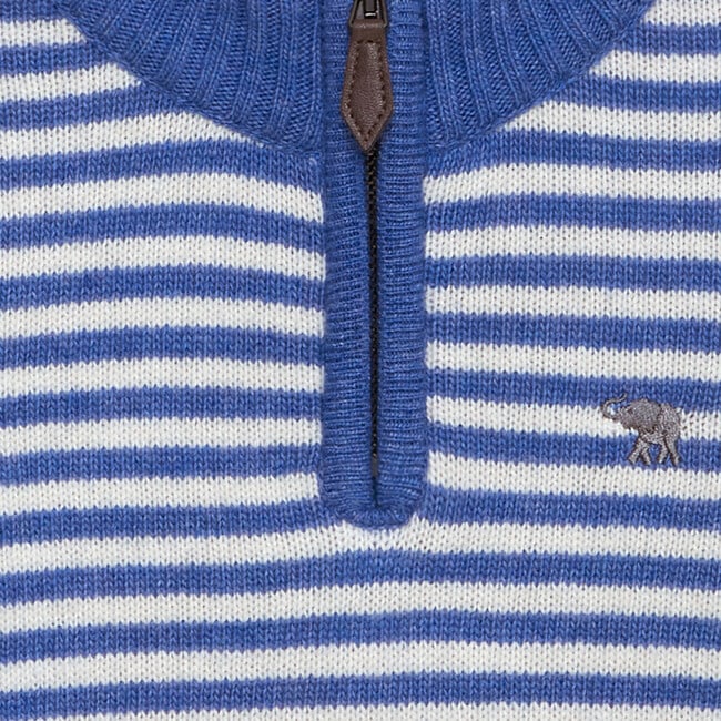 Calum Stripe Half Zip Sweater, Sky Blue Stripe - Sweaters - 3