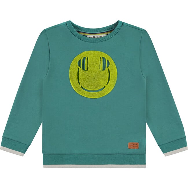 DJ Headphones Crew Neck Pullover Sweatshirt, Turquoise