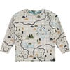 Campsite Map Print Crew Neck Pullover Sweatshirt, White - Sweatshirts - 1 - thumbnail