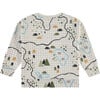 Campsite Map Print Crew Neck Pullover Sweatshirt, White - Sweatshirts - 2