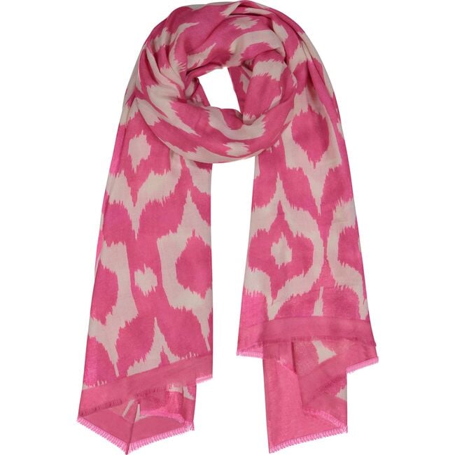 Yaser Shaw Cashmere Pashmina Hand Woven Scarf, Pink Ikat