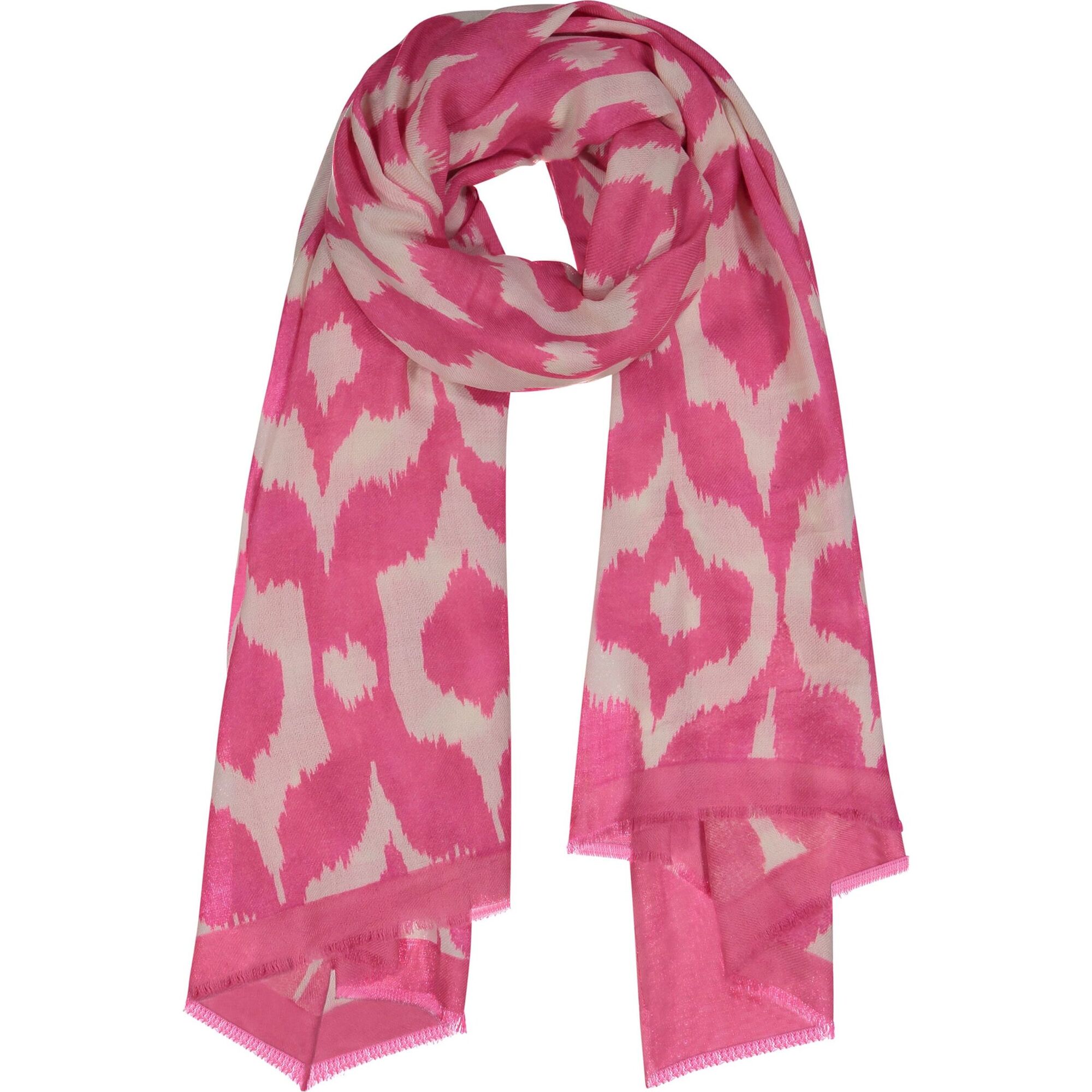 Yaser Shaw Cashmere Pashmina Hand Woven Scarf, Pink Ikat - Scarves - 1
