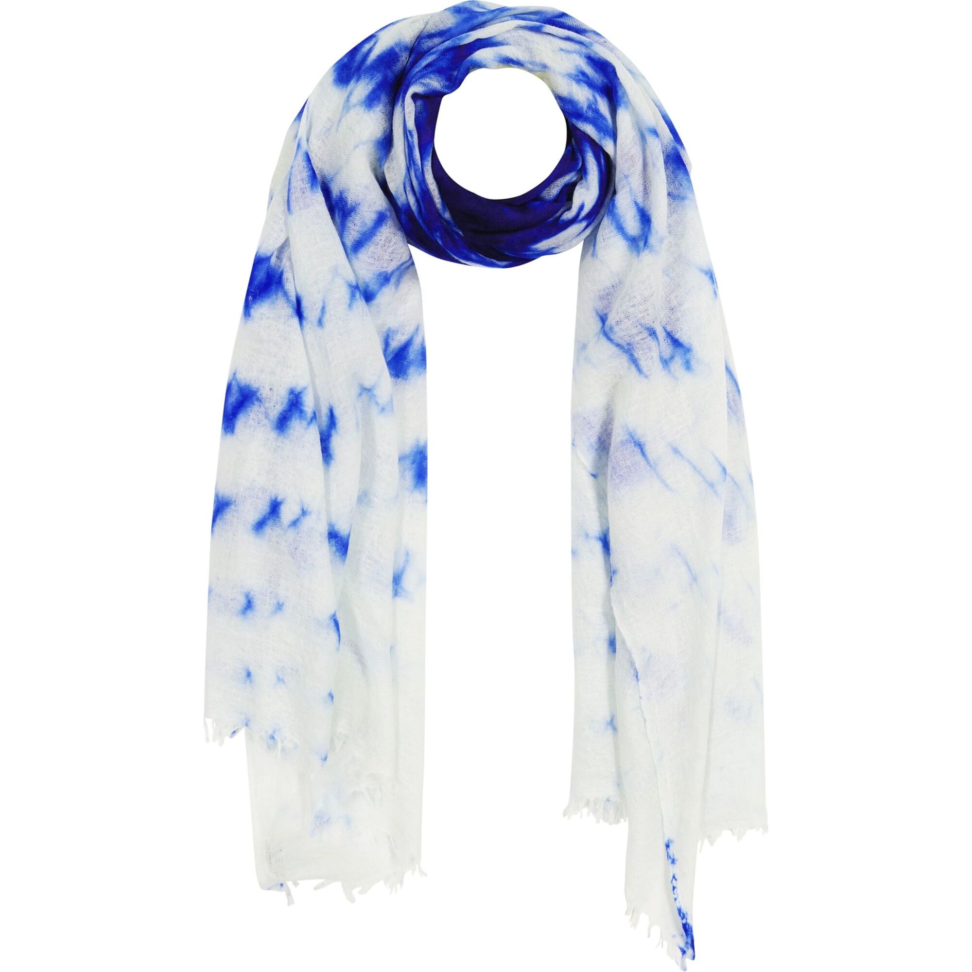 Cashmere Hand-Dip Dye Saline Pareo Scarf, Indigo Blue - Scarves - 1