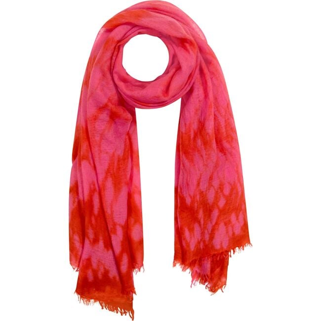 Cashmere Hand-Dip Dye Saline Pareo Scarf, Hibiscus Flower