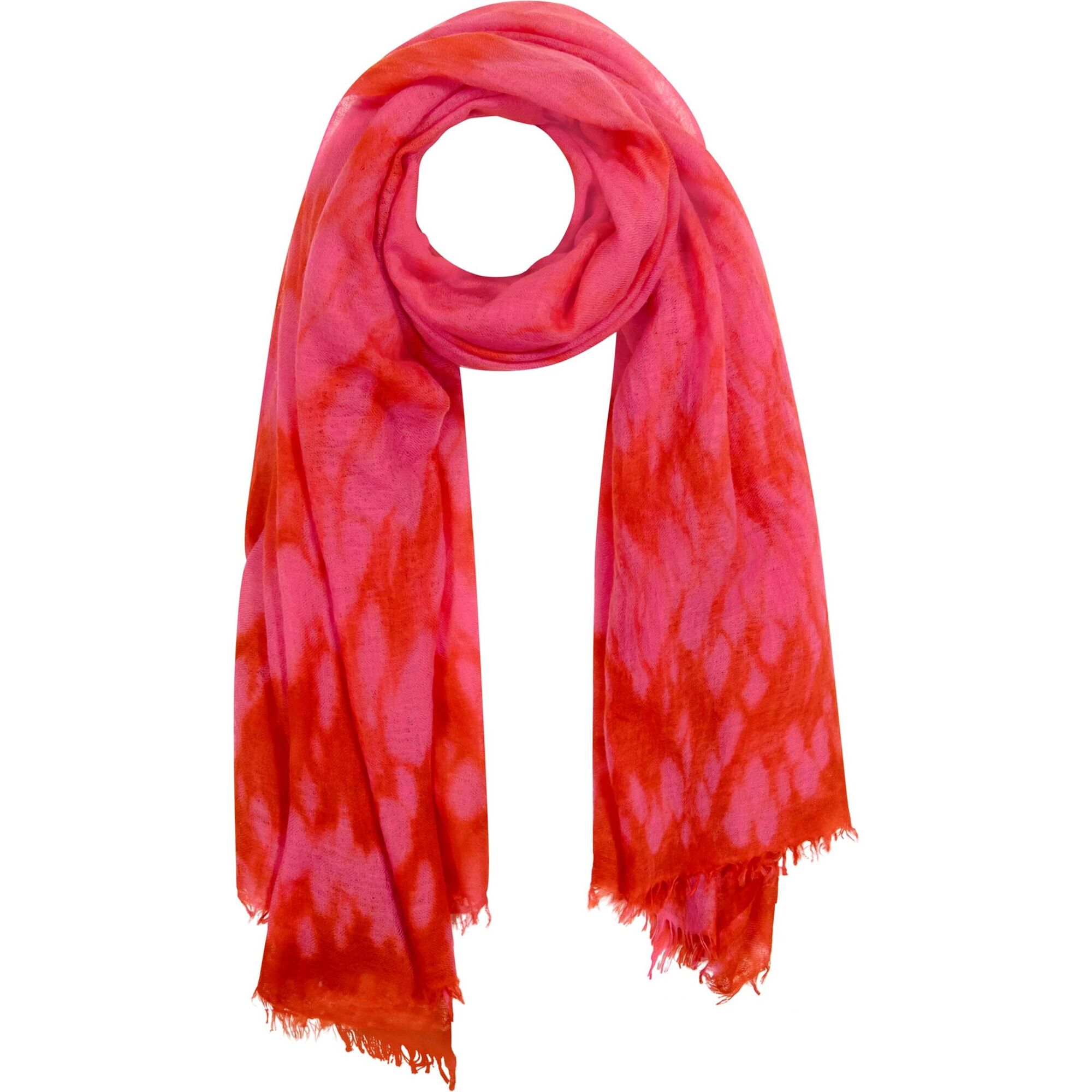Cashmere Hand-Dip Dye Saline Pareo Scarf, Hibiscus Flower - Scarves - 1