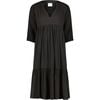 Women's Martine Cotton V-Neck 3-Quarter Sleeve Popover Dress, Black Gauze - Dresses - 1 - thumbnail