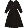 Women's Brigitte Cotton Ruffle Neck High Waist Shirt Dress, Black Gauze - Dresses - 1 - thumbnail