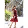 Women's Giselle Ruffle V-Neck Elastic Waist Flutter Sleeve Maxi Dress, Bordeaux - Dresses - 2