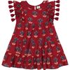 Sophie Floral Print Double Layer Tassel Dress, Bordeaux - Dresses - 1 - thumbnail