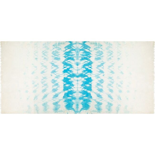 Cashmere Hand-Dip Dye Saline Pareo Scarf, Aqua Seas - Scarves - 2